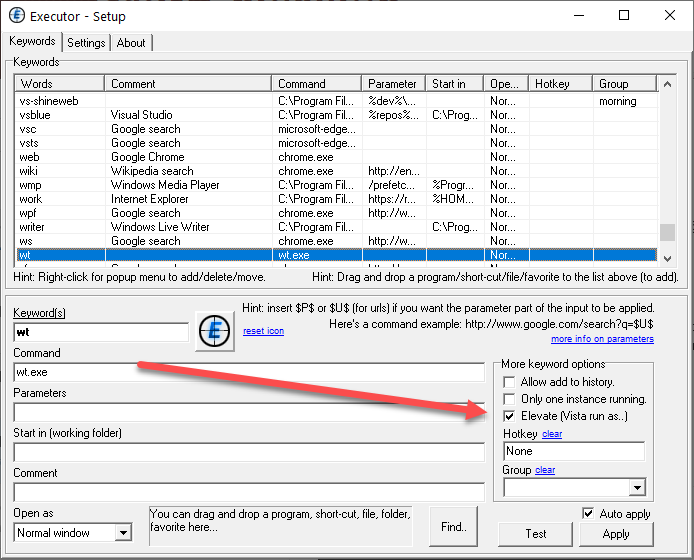 Starting Windows Terminal elevated